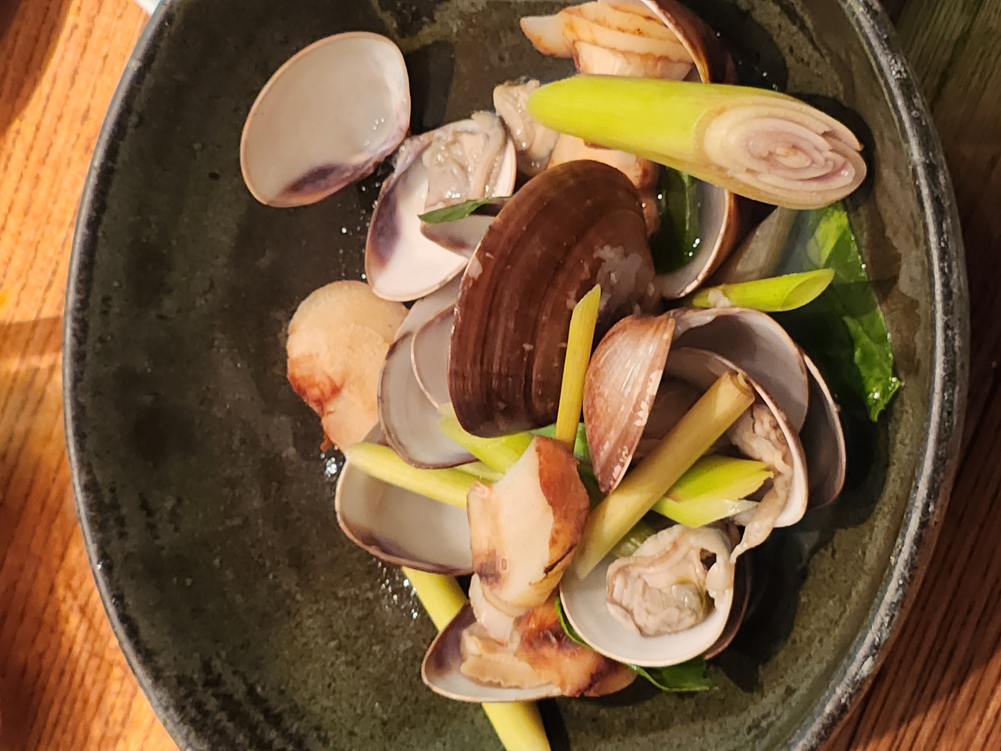 Clams steamed with lemongrass and Thai basil