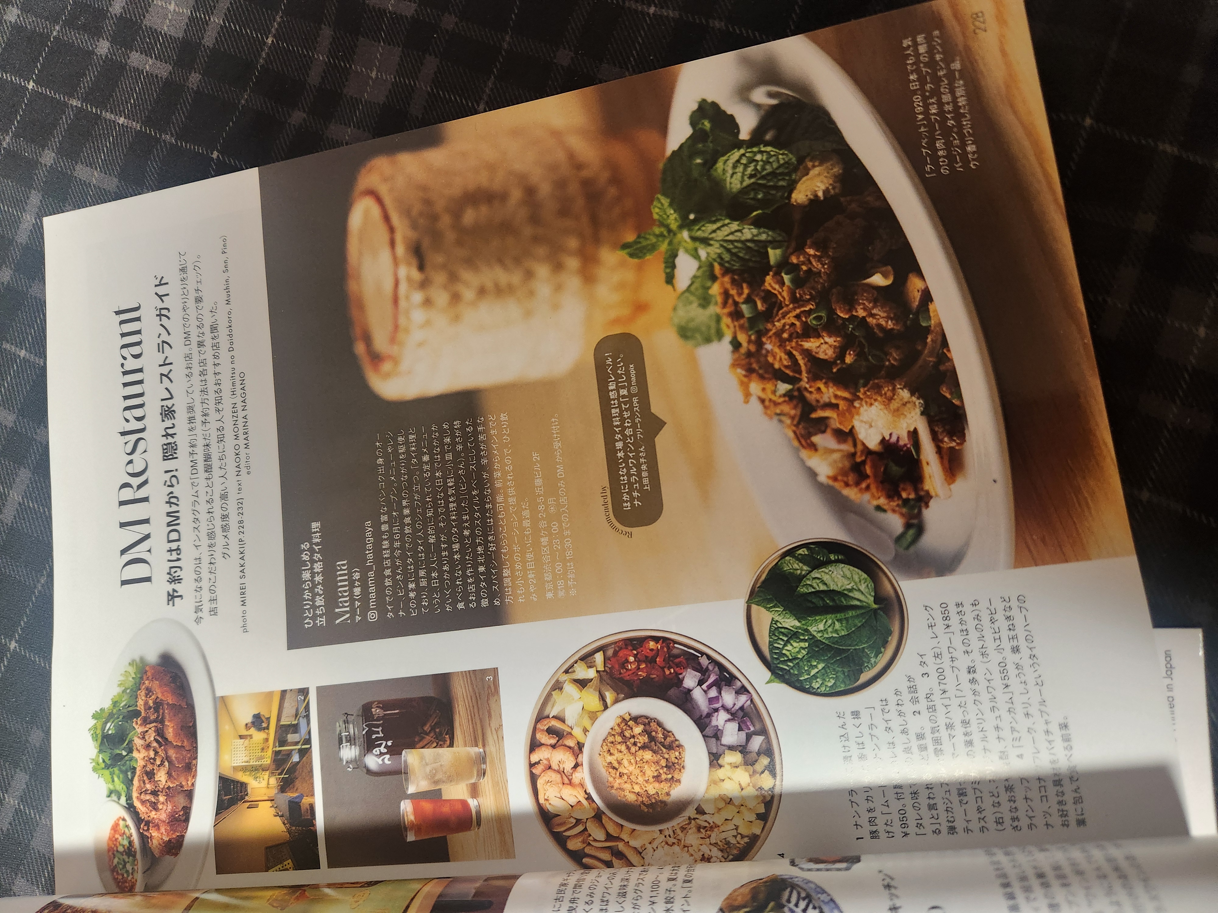 ELLE JAPON spread — DM Restaurant hideaway guide featuring Maama