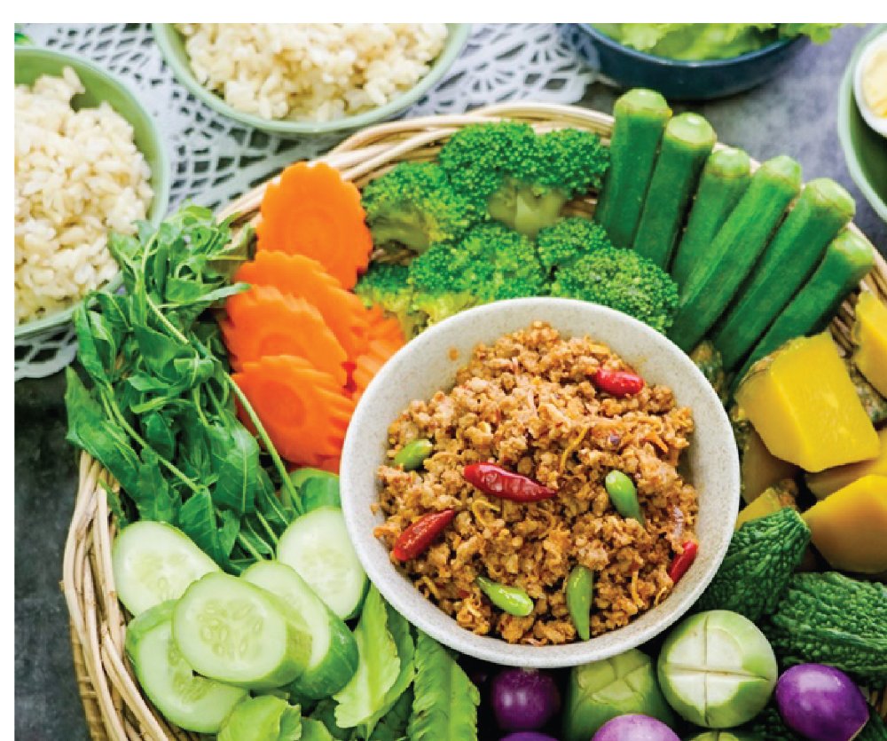 Isaan vegetable platter with nam prik